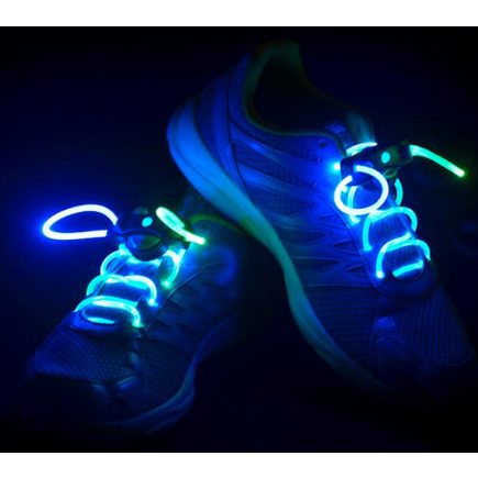 Világító cipőfűző, LED cipőfűző 1 pár Dupla színű (Kék/Zöld)