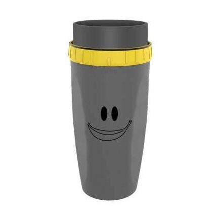 Csavaros, zárható utazó pohár szürke emoji mintával