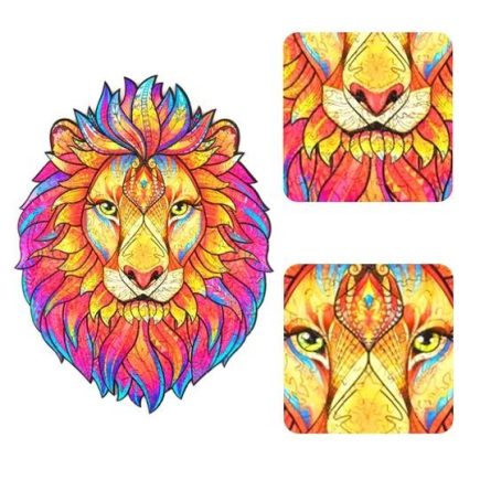 Fa puzzle oroszlán