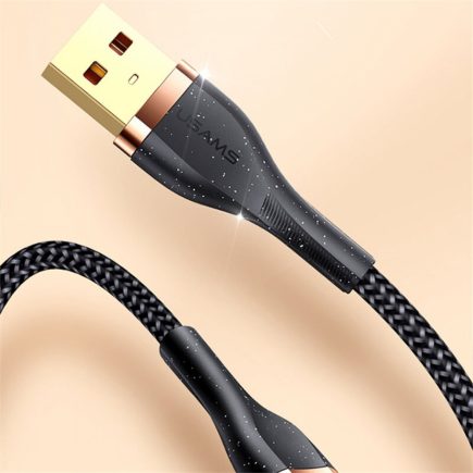 120CM-es textil bevonatú USB-C kábel aranyozott csatlakozóval fekete